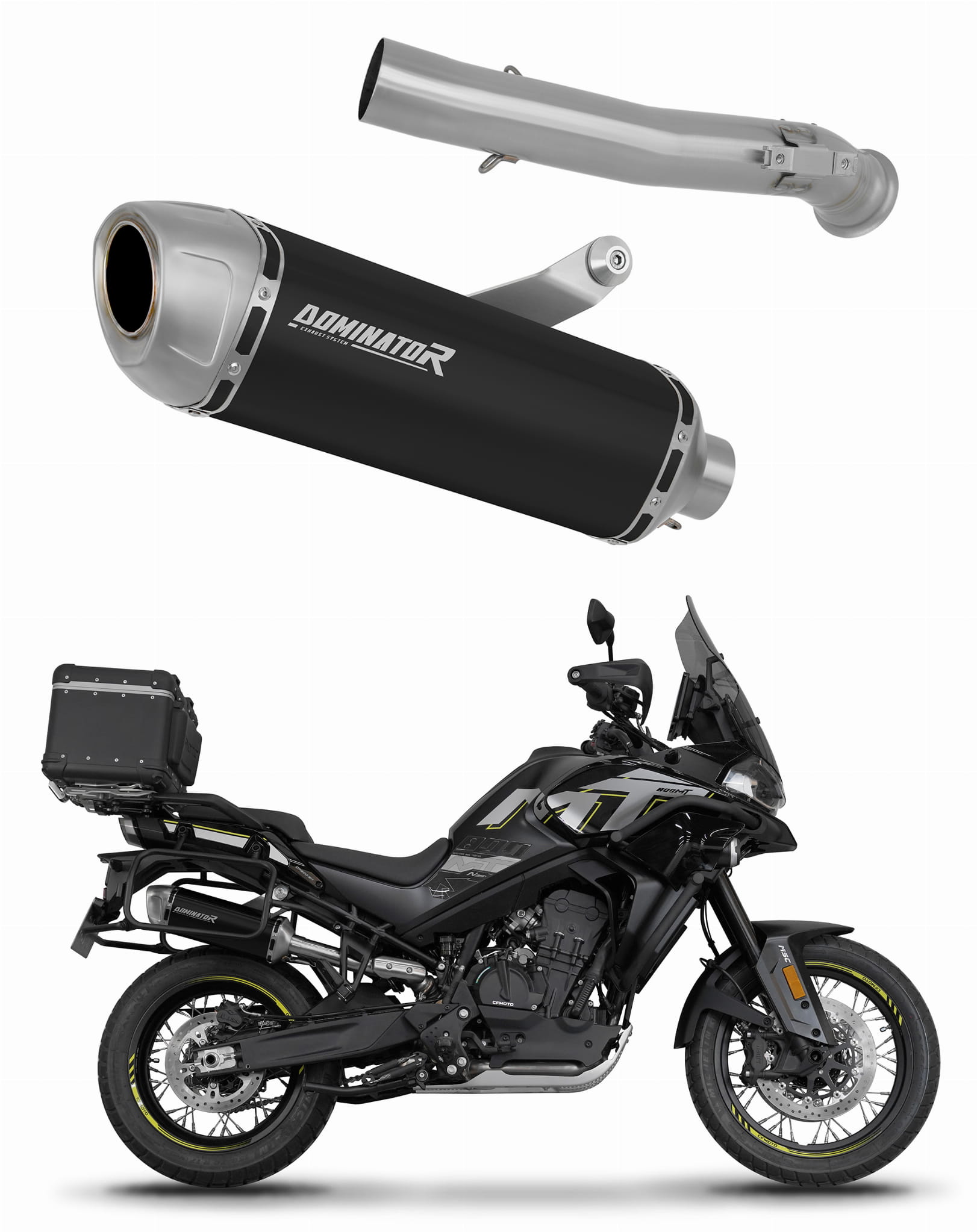 CF MOTO 800 MT 2022 – 2025 Explore / Sport / Touring Exhaust Silencer Muffler S6 BLACK + dB killer