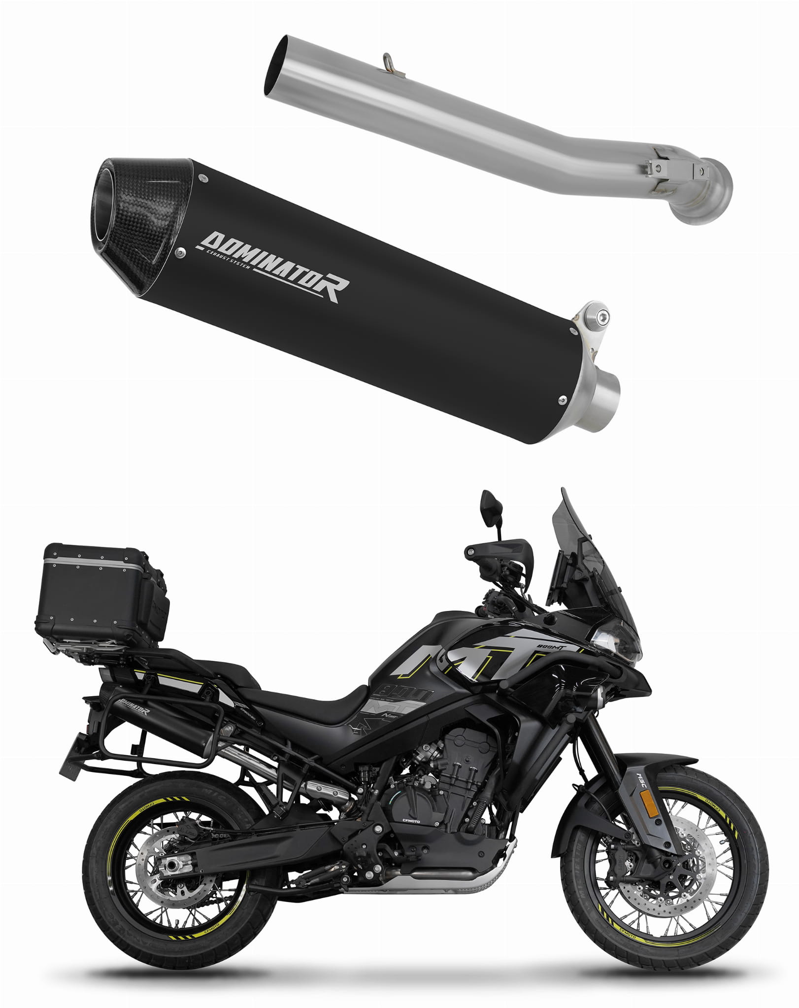 CF MOTO 800 MT 2022 – 2025 Explore / Sport / Touring Exhaust Silencer Muffler MX2 BLACK + dB killer